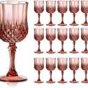 XUWAIDSGN 16 Pcs 7oz Plastic Vintage Glasses Drinking Glasses Unbreakable Wedding Glassware Crystal Water Goblets Reusable Drinkware Vintage Champagne Flutes (16, Rose Gold)