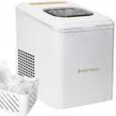 West Bend Timeless Ice Maker Mighty Ice Countertop Design Makes 26 Pounds of Bullet-Shaped Ice Cubes in 24 Hours, Digital Touch Controls and Self Cleaning Function, Includes Scoop, White/Gold