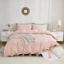 annadaif Pink Duvet Cover Full (79x90 Inch), 3 Pieces (2 Pillowcases, 1 Duvet Cover) Ultra Soft Bowknot Duvet Cover Set, Easy Care Bedding Set for Men, Women (NO Comforter)