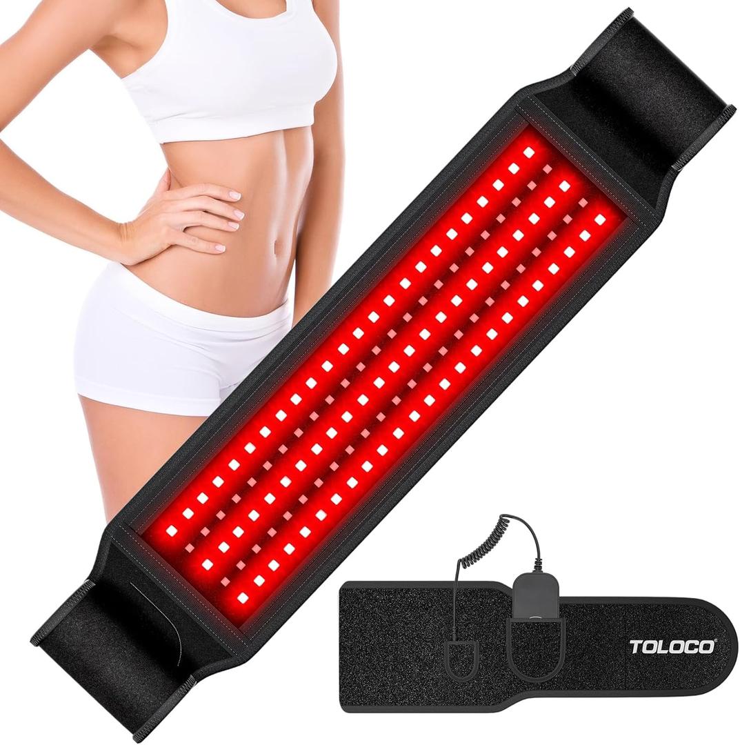 TOLOCO Infrared Light Therapy, Red Light Therapy for Body, Red Light Therapy Wrap Upgraded 3-in-1 LED Beads, 660nm & 850nm Red Light Belt with Remote Control, Relieves Back and Waist Muscle Pain (Small)