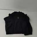 LILLUSORY Womens V Neck Pullover Sweaters Casual Cable Knit Chunky Warm Cute Tops with Collar Polo, size Small, Black
