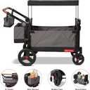 Radio Flyer Atlas Stroll 'N Wagon, Atlas Gray, for Ages 1+, 3-in-1 Push or Pull Versatility, One-Hand Fold, UV Canopy, 5-Point Harnesses, Storage Capabilities, Rubber Wheels, Stroller Wagon for Kids