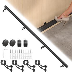 Bar Foot Rail Kit 4ft / 6ft / 8ft - Stainless Steel Complete Wall Mounted Bar Foot Rest - Matte Black Foot Rail System with Tubing, Wall Brackets, End Caps & Internal Connector