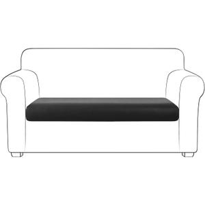 Yates Home PU Leather Couch Sofa Cushion Slipcover Water-Proof Elastic Chair RV Seat Covers Loveseat Sofa Furniture Protector Slip Cover for Settee Seater Replacement in Living RoomSofa, Black (Large)