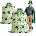 2 Pcs Large St Patricks Gift Bags,St Patricks Day Bag for Gifts 37" x 57" Plastic Gifts Bags with Gift Tags,Ropes,Jumbo Green Shamrock Present Bag for Saint Patrick's Day Decorations Home Birthday Party