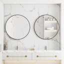 Itrue 36 Inch Black Round Mirror for Bathroom, HD Glass Circle Wall Mirror with Brushed Metal Anti-Rust Frame, Modern Decorative Mirror for Living Room, Bedroom, Entryway, Easy Install