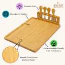 Eese Charcuterie Board Set- Bamboo Charcuterie Boards 14x11 Inch Serving Tray with Cheese Knife Set, Deep Groove Cheese Board & Utensil Holder, Cheese Tray Gift for Entertaining, Wine Nights & Parties