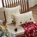 Christmas Tree Pillow Covers 12x20 Decorative Christmas Beige Throw Pillow Cases Winter Holiday Couch Cushion Case for Sofa Bed Room Home Decor