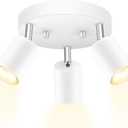 AUQUEE LED 3 Light Track Lighting Kit, LED Track Lighting Fixtures, White Round Ceiling Spot Lighting, Flexibly Rotatable Light Head for Kitchen, Living Room, Bedroom, GU10 Bulb Not Included