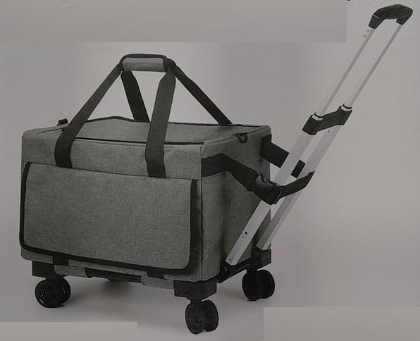 Pecute Cat Carrier with Wheels, Steel Wire Frame Cat Carrier, Stable Pet Trolley Bag for Cats, Pet Handbag and Stroller, Portable Cat Carrier Bag for Car Travel Bus Subway, Grey