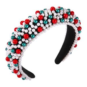 Crystal Headbands for Women, Valentines Day Padded Pearl Headband Bejewelled Rhinestone Pearl Bridal Hair Hoop Wedding Hair Accessories (Pink Rose Red) 2 Pack