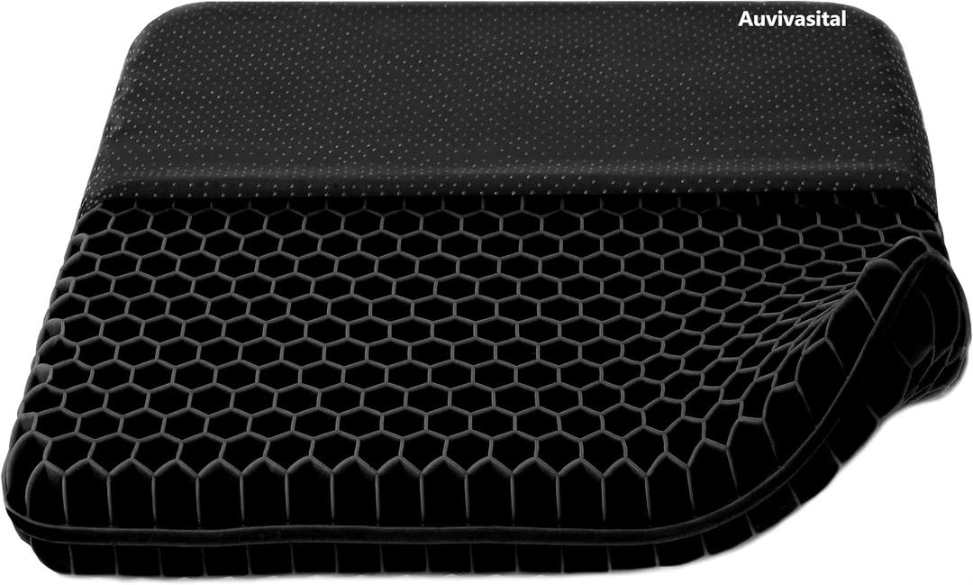 Plus Size Gel Seat Cushion for Long Sitting, Extra Large and Thick Pressure Relief Seat Cushion for Back, Hip, Sciatica, Tailbone Pain, Use for The Office, Car, Wheelchair, Stadium.(Black)