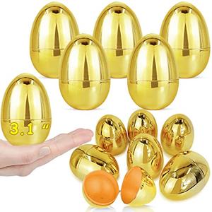 AMENON 50 Pack 3.1" Large Golden Easter Eggs Fillable Plastic Easter Eggs Bulk Empty Easter Basket Stuffers for Easter Treats Filler Eggs Hunt Supplies Classroom Prize Easter Party Favors Kids Toddler