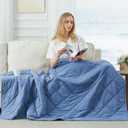 Cozy Bliss Cooling Blanket for Hot Sleepers, Q-Max 0.4 Cooling Comfort Throw Twin Size, Cold Blankets for Night Sweats Sleeping, Ultra-Cool Lightweight Breathable Summer Blanket for Bed Travel (Dark Blue)