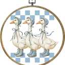 Cute Checkered Bow Goose Decor Goose Stuff Framed Round Wall Decor Canvas Wall Art Hanging Prints Artwork for Home Animals Lovers Room Living Room Farmhouse Boys Girls Decorations 10.2X10.2 Inch (Blue Plaid Duck 0388)