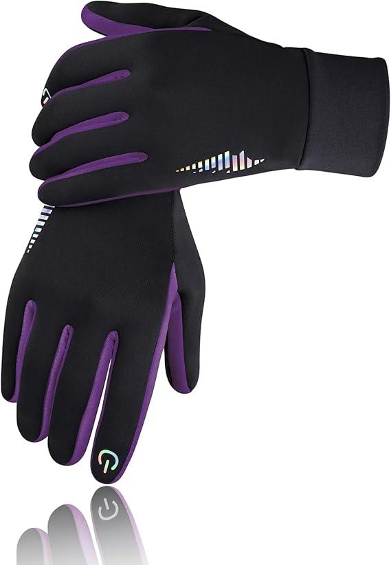 Kids Winter Gloves Touchscreen Water-Resistant Warm Thermal for Boy Girl Toddler Cycling Running Ski Snow Cold Weather, (Purple,Medium)