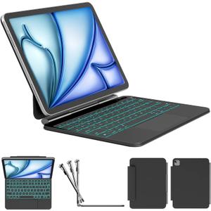 Keyboard Case for iPad Air 11-inch 2026 (M4/M3/M2) & iPad Pro 11 inch(1/2/3/4 Gen), Magic-Style Keyboard for iPad Air 5th/4th, 11-Color Backlit, Smart Trackpad with Pencil Buckle, Black