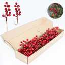 32 Pack Christmas Tree Decorations, Artificial Red Berry Stems 6.5 Inch Christmas Berry Picks with Holly Berries for Xmas Winter Holiday Home DIY Ornaments