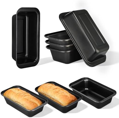 tchrules Bread Pan Set, Non-Stick 9×5 Loaf Pans for Baking Homemade Bread, Sourdough, Brownies, Cake, Carbon Steel, Rectangle Baking Pans (Grey)