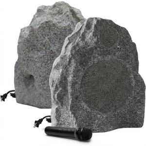 8" Bluetooth 5.4 Outdoor Rock Speakers, Volume Control & Tweeter Peak 700W IP65 Waterproof/Multi-Sync 200 Speakers/Auto-Pairing with Karaoke Microphone for Garden (Pair) (BT Microphone)