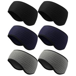 6 Pcs Winter Ear Muffs Warmer for Women Men Fleece Earmuffs Running Headband Ear Covers Warmers Cold Weather(Black, Grey, Navy Blue)