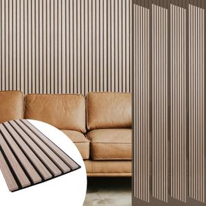 Yuzzy Wood Panels for Wall and Ceiling - 108 x 11 Inch Wood Slat Acoustic Panels 4 PCS - Modern Sound Absorbing Wall Panels for Interior Wall Decor for Home, Office, Studio - Rustic Walnut