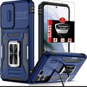 FRLMOOES for Samsung Galaxy S20 Ultra Case, Built-in Slide Camera Cover,for S20 Ultra Case with 360°Stand Shockproof Anti-Scratch Military-Grade Drop Heavy Duty Protection Dark Blue