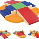 TODIBY 9-Piece Climbing Foam Blocks: Soft PU Leather - Baby Climb and Crawl Activity Blocks - Kids Play Gym Equipment Indoor for Development