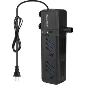 Submersible Aquarium Internal Filter 8W, Adjustable Fish Tank Filter with 200 GPH Water Pump for 10-50 Gallon Fish Tank Black