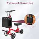 Lightweight Knee Scooter Crutch Alternative, Foldable & Adjustable Knee Scooter for Adults for Foot Surgery, Steerable Knee Walker with Detachable Storage Basket, Includes DIY Stickers-Hot Red