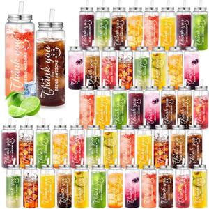 LemonRoad 48 Pcs Employee Thank You Gifts Bulk Plastic Cups 17 oz Valentines Appreciation Inspirational Gifts for Staff Coworker Team Teacher Reusable Thank You Acrylic Skinny Tumblers with Lid Straw