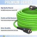PVC Pressure Washer Hose 50 FT x 1/4", Kink Resistant Power Washer Hose, High Pressure Water Hose Extension Replacement for Home Use with M22-14mm Brass Fittings, 3300 PSI, Green