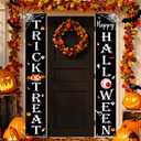 3 x Halloween Decorations Outdoor TRICK OR TREAT Happy HALLOWEEN Banner Porch Sign Decor Halloween Door Decorations for Home Indoor Outdoor Wall Party