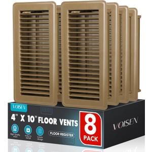 Floor Register 4x10, Floor Vent Covers, Heavy Duty Steel Walkable Floor Vents, for Sidewall and Floor, Brown 8 Pack