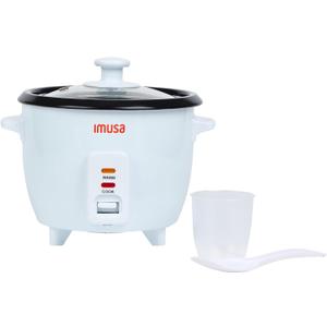 IMUSA Mini Electric Rice Cooker 6 Cup Cooked 3 Cup Uncooked Ceramic Nonstick Pot, Small Multi Cooker for Rice, Quinoa, Oatmeal, Stew Keep Warm Compact for Dorm RV Kitchen