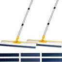 2 Pack 22'' Epoxy Floor Squeegee Kit with Handle Serrated and Flat Blades