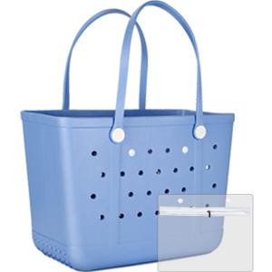 Beach Tote Bag for Women, Rubber Beach Bag Waterproof Sandproof, Extra Large EVA Tote Bag Boat Bag (Lake-blue)