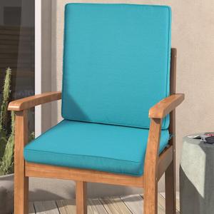 2 Dining Chair Cushions, Weather-Proof, Rain-Proof, Fade Resistant Patio Cushion for Patio, Dining, or Rocking Chairs,, Pool Blue Leala, 20x20x2 inch, 20x24x2 inch, Teal