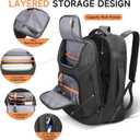 Backpack for Men, Anti Theft Convertible Laptop Backpack with Wheels,50L Rfid Personal Item Wheeled Backpack for Travel Business Work, Black