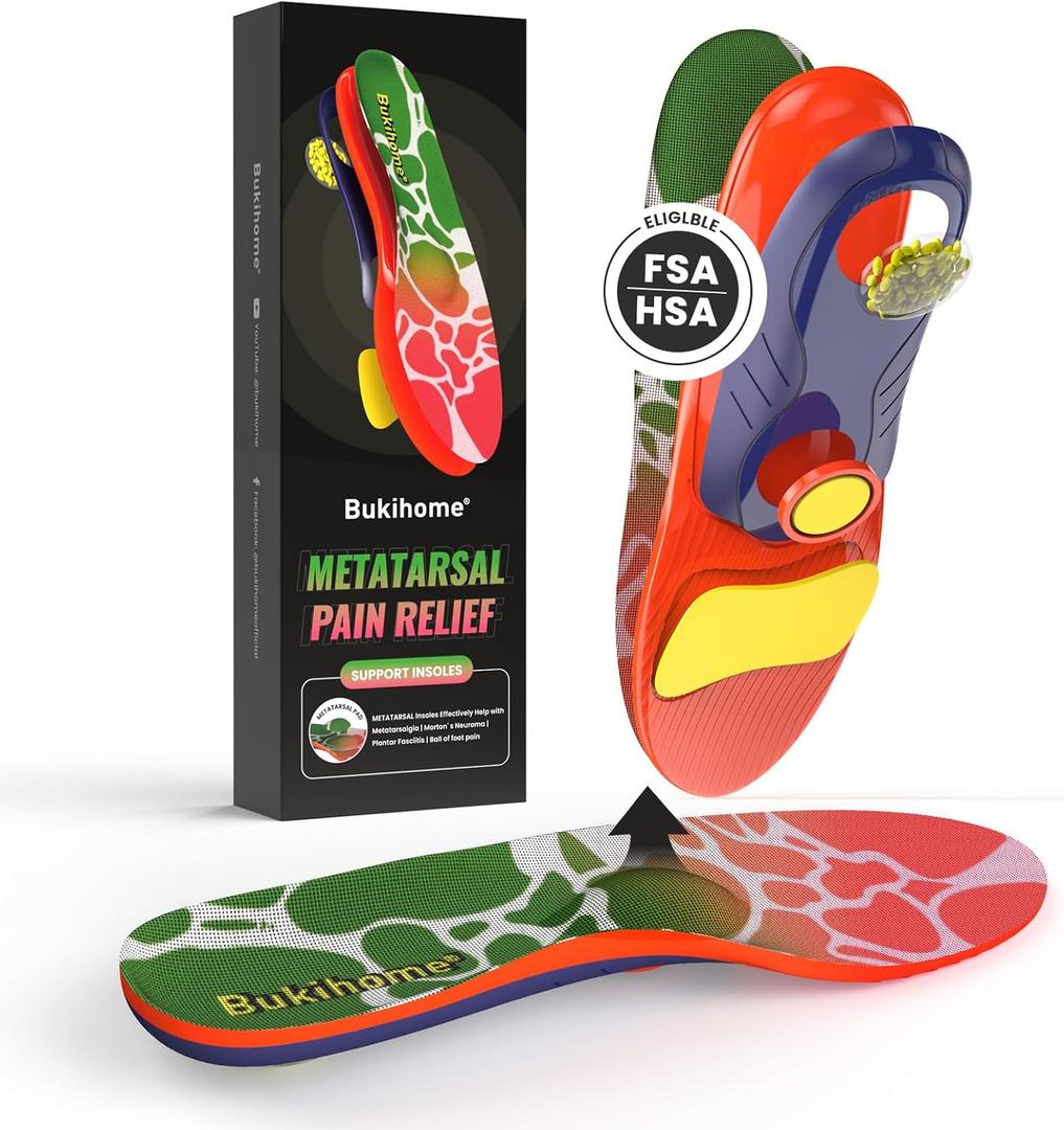 Heavy Duty Support Metatarsal Pain Relief Insoles for Metatarsalgia, Morton's Neuroma & Plantar Fasciitis Relief, Ball of Foot Pain, Arch Support Orthotics Shoe Inserts for Man Women (Size 2XL) (Orange)