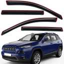 Lightronic Extra Durable Clip-on in-Channel Auto Vent Window Visor, Fits 2014-2023 Jeep Cherokee, UV Protection Rain Guard, Original Wind Deflector, No-Drill Easy Install, Dark Smoke, 4-Pcs