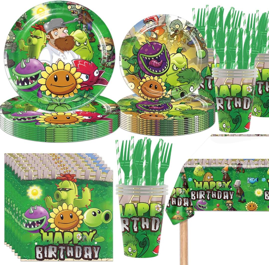 141pcs Zombies Birthday Tableware Decorations Party Plates Cups Soccer Theme Napkins Beach Ball Tablecloth for Soccer Party Decoration (Zombies)