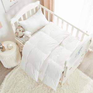 Toddler/Travel/Crib Goose Down Comforter Duvet/Blanket Multifunctional,Hypoallergenic 100% Organic Cotton & Washable Unisex Kids,All Season,White 33x43