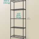 SONGMICS Storage Shelf, Metal Wire Shelving Unit, Adjustable Shelves, for Garage, Bedroom, Living Room, Kitchen, Pantry, 5 Tier, 11.8 x 23.6 x 63.4 Inches, Ink Black ULGR165BH01S