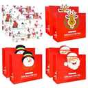 BASHLY 8 Pcs Christmas Gift Paper Bags with Handle, 12'' Large Size Holiday Paper Goody Treat Bags for Present Wrapping Xmas Decor Christmas Party Supplies