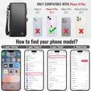 Defencase Compatible with iPhone 14 Plus Case Wallet with RFID Blocking Card Holder for Women Men, Soft PU Leather Magnetic Snap Flip Zipper Strap Wallet Phone Case Fit for iPhone 14 Plus 6.7", Black