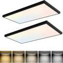 GT-Lite 2 Pack 1'x2' 2550 Lumen LED Flat Panel, Black Trim, Flush Mount 5 CCT,3 Level Dim,CRI 80 for Home and Office