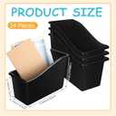 Fuutreo 12 Pieces Book Bins for Classroom Plastic Binder Holder Magazine Stuff Folder File Organizer Box for Home Office School Supplies(24 pcs,Black)