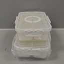 Snackle Box Container, Upgrade Dishwasher,Safe Snack Box for Adult Kids, 4 compartments Plastic Divided Serving Tray with Lid and Handle for Candy, Fruits, Snacks, Nuts,Small,White,2 Pack