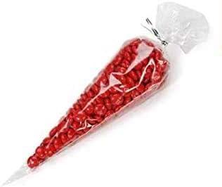 100 Extra Small Cone Shaped Treat & Favor Bags Size: 3. 1/8" x 7 3/4" (8cm x 20cm) Crystal Clear Cello/Cellophane Polypropylene - 100 Pcs (XS)
